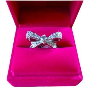 Kurt Geiger London Pavé Eagle Head Bow Statement Ring Raven sz 8